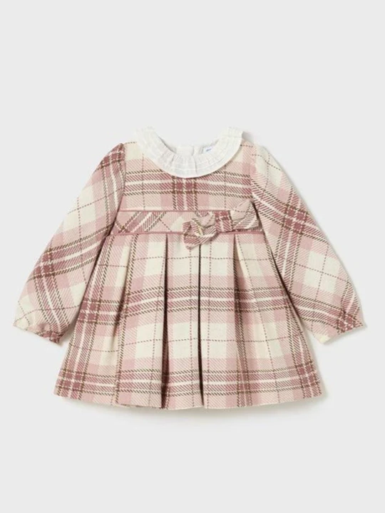 MAYORAL mini girls plaid dress blush 2903aw24