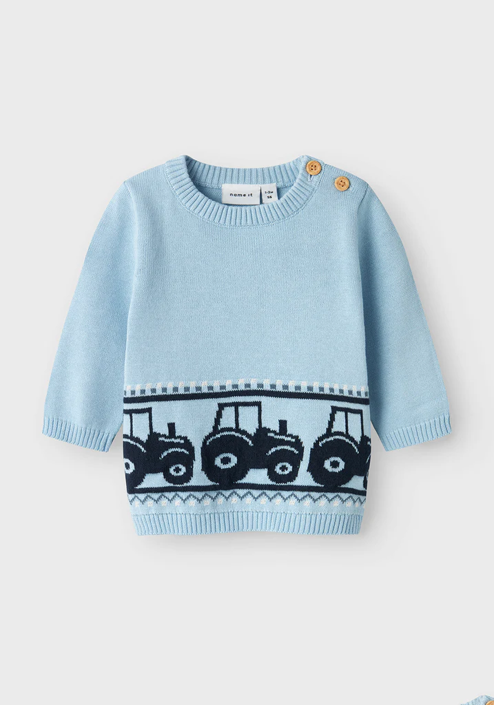 NAME IT nbm birane ls knit sweater blue tractors 13237261 ss25 