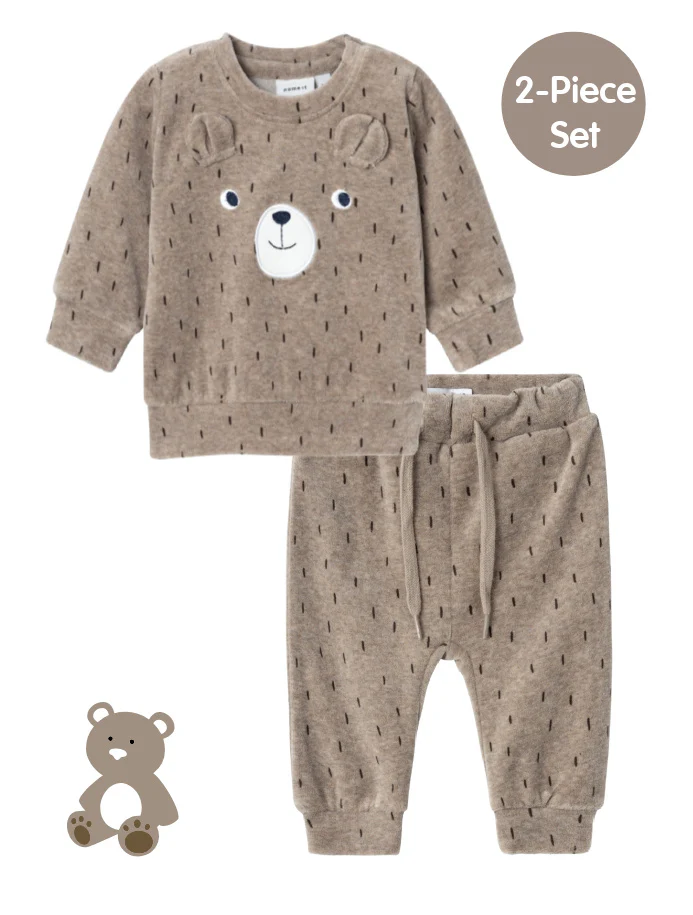 NAME IT nbm nalwin ls velour beige bear set 13233440 aw24