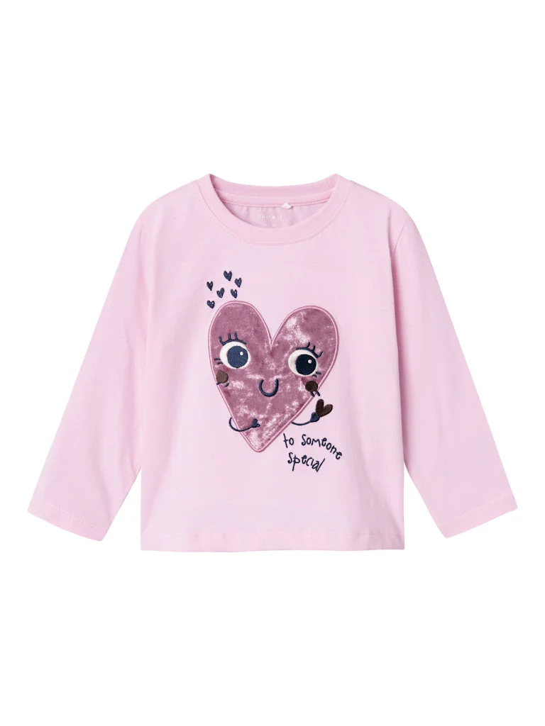 NAME IT nmf ohfelia nreg ls top pink velour heart 13233889 AW24