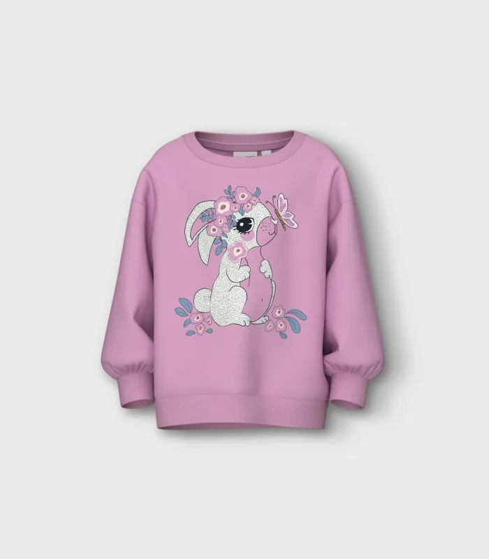 NAME IT nmf valona ls long boxy sweat unb pink bunny aw24 13231423