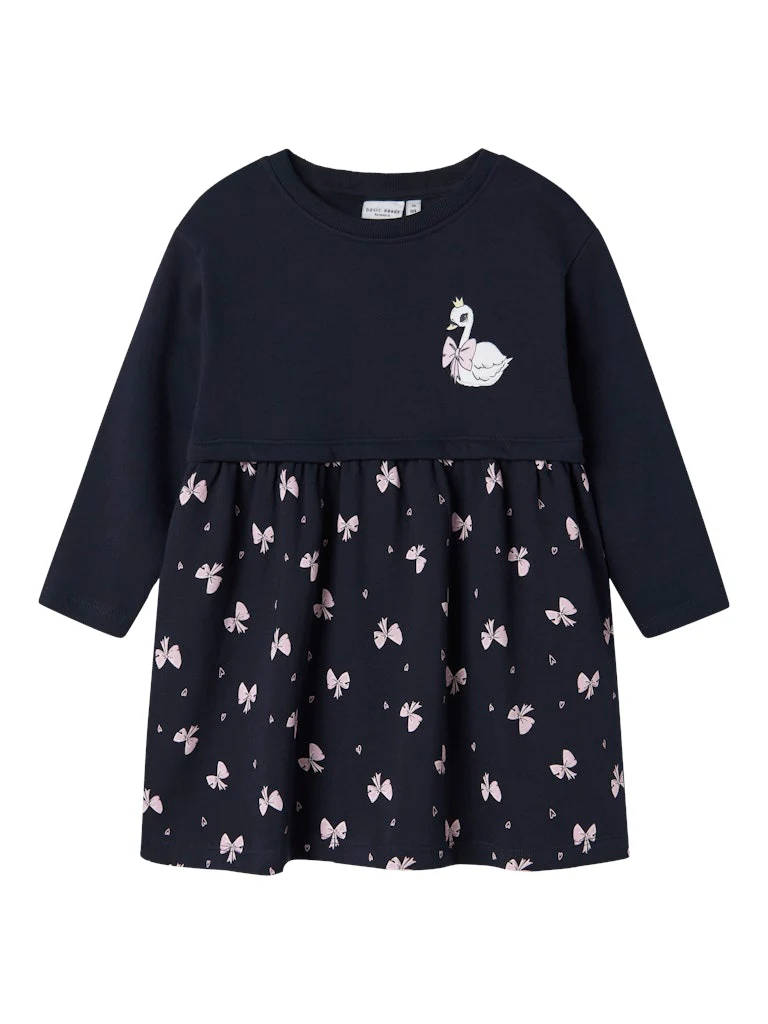 NAME IT nmf valona ls sweat dress navy swan 13238439 ss25