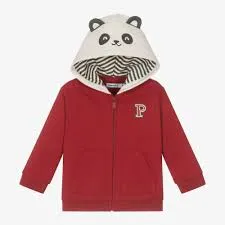 MAYORAL mini boys red fleeced hoodie panda 2473aw24