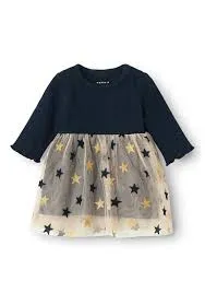 NAME IT nbf rinnas ls dress navy/gold stars  13236121 aw24 