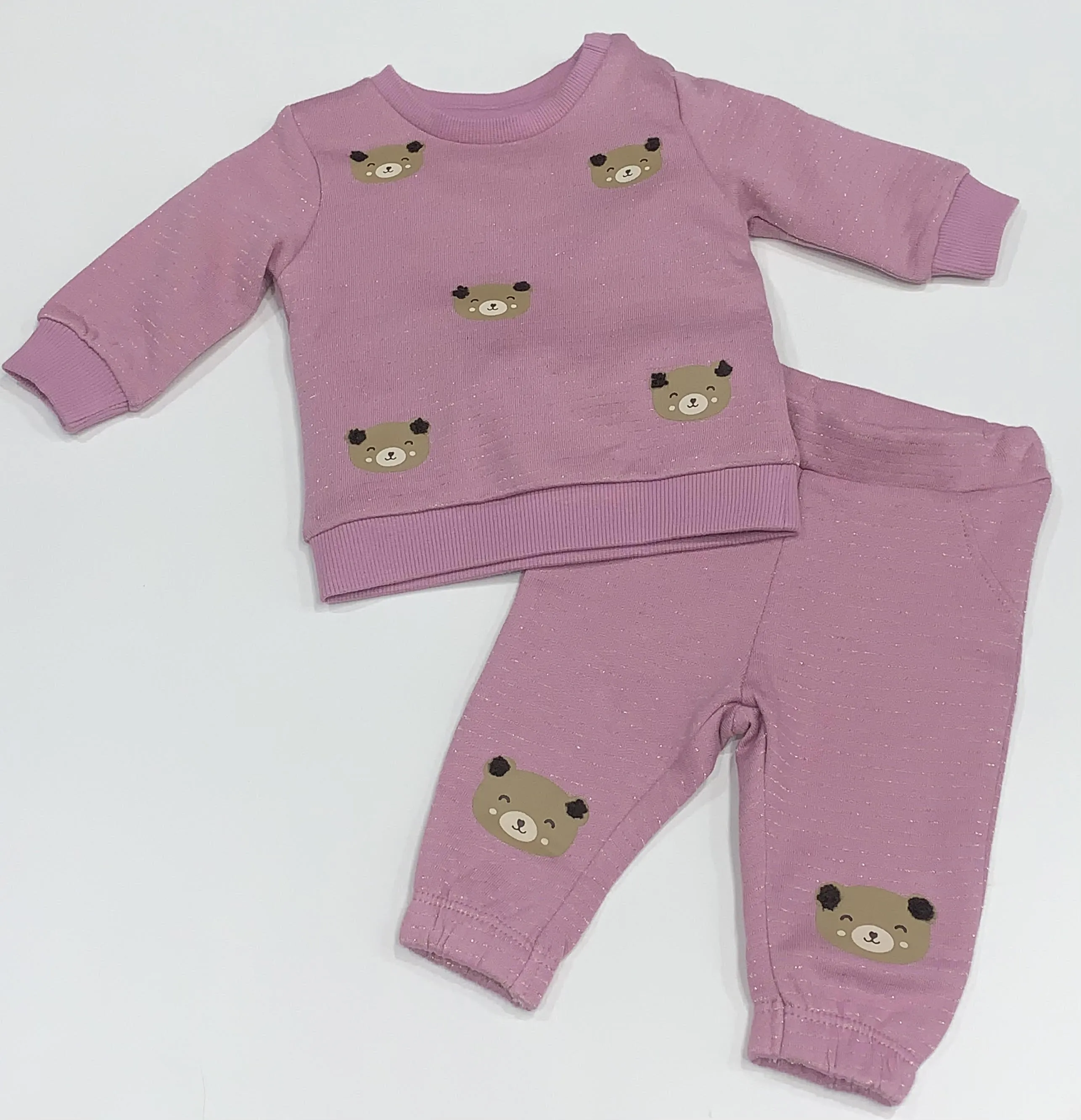 NAME IT nbf olvine sweat/pant pink glitter bear tracksuit 13233522 aw24