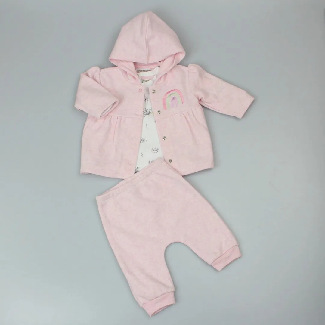 watch me grow newborn girl pink marl fleece rainbow jogger set tst/f12508