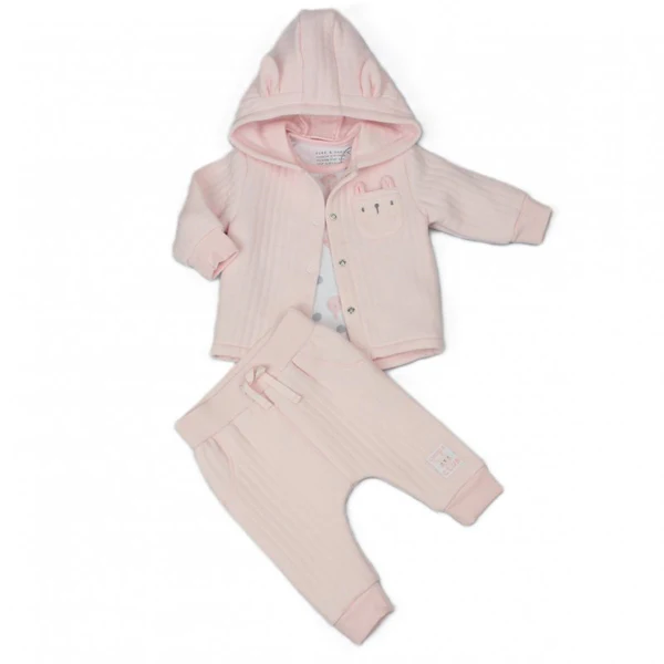 PURE AND SOFT baby girls 3pc tracksui pink bunny h13522