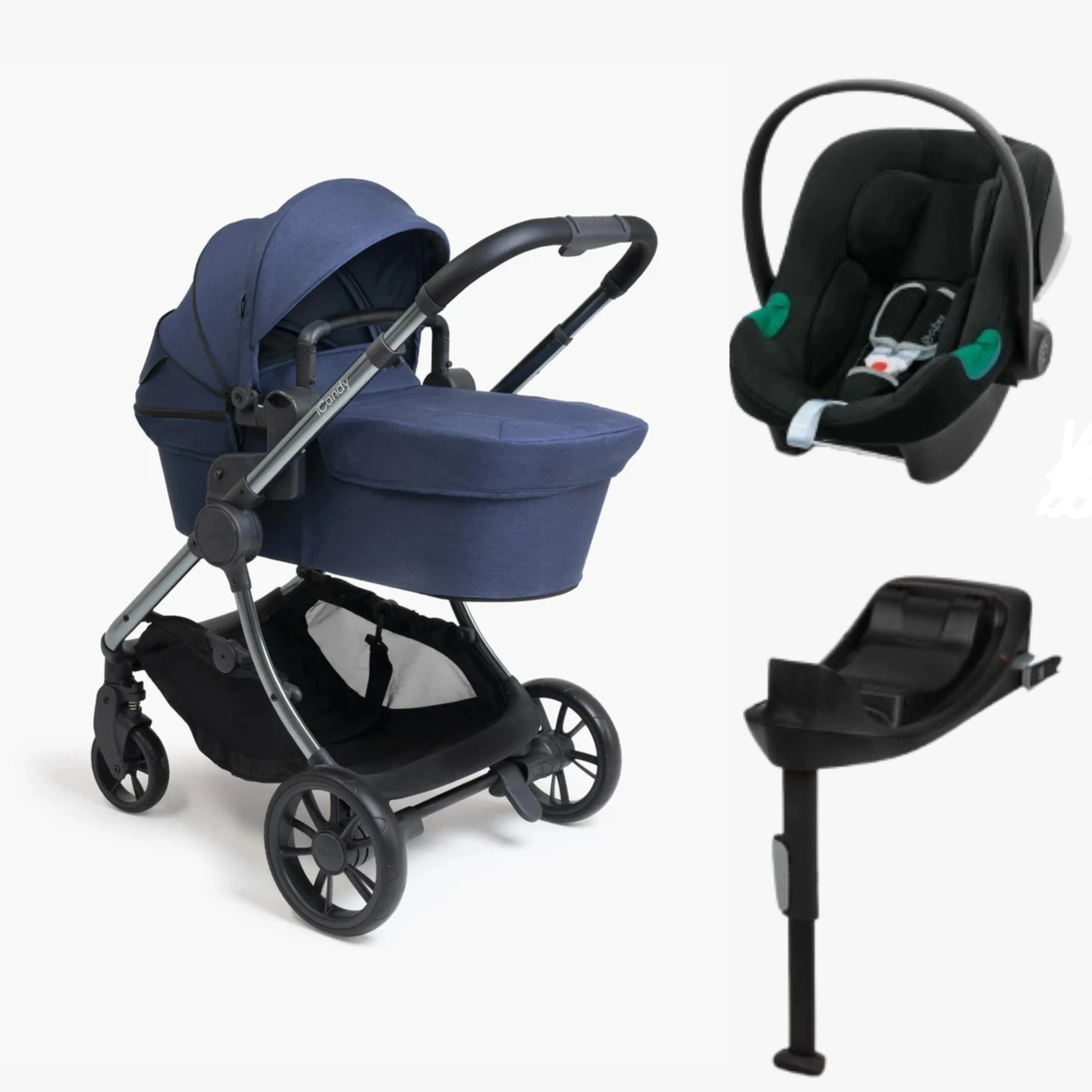 Icandy Lime Travel System Navy & Cybex Aton B Car seat 