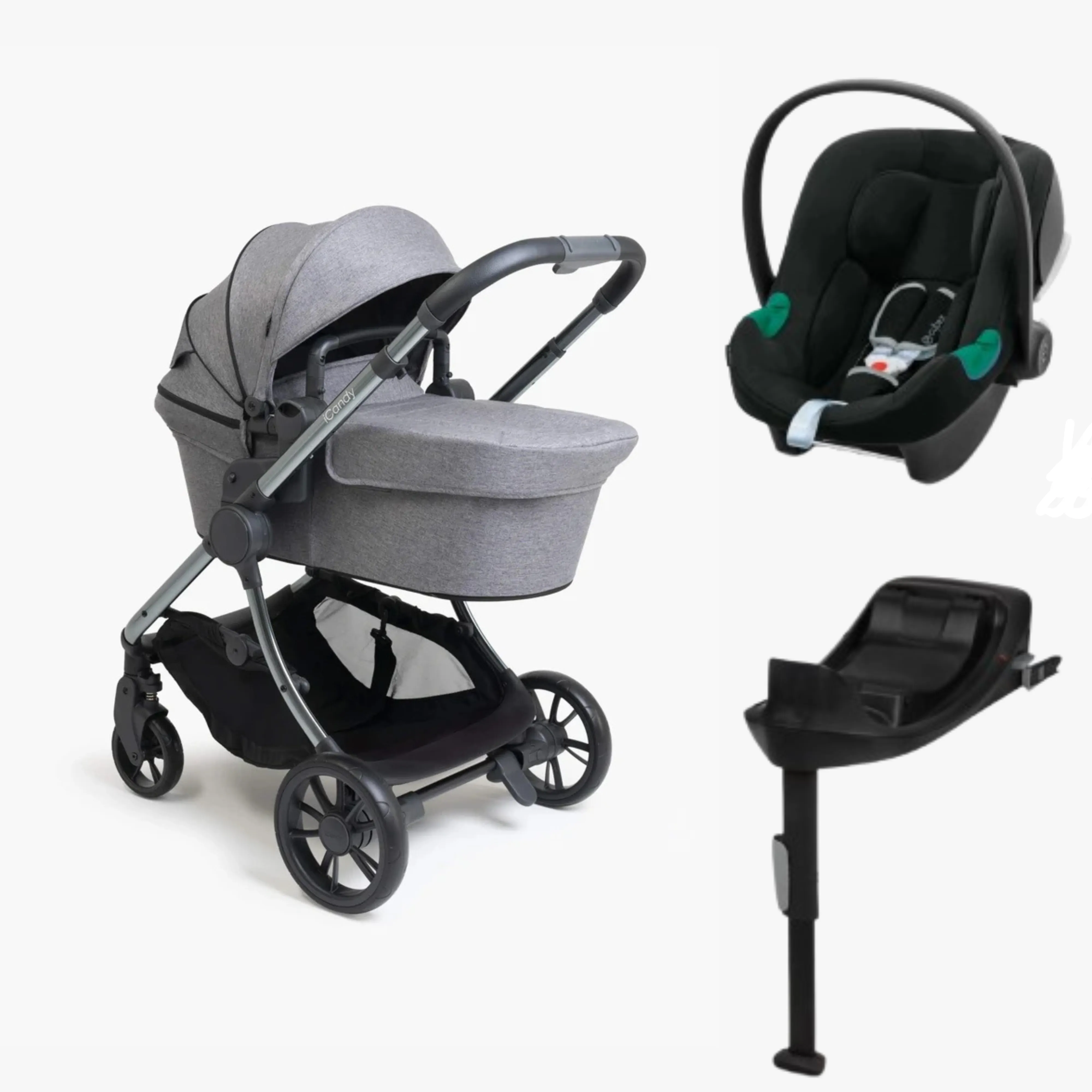 Icandy Lime Travel System Charcole & Cybex Aton B Car seat 