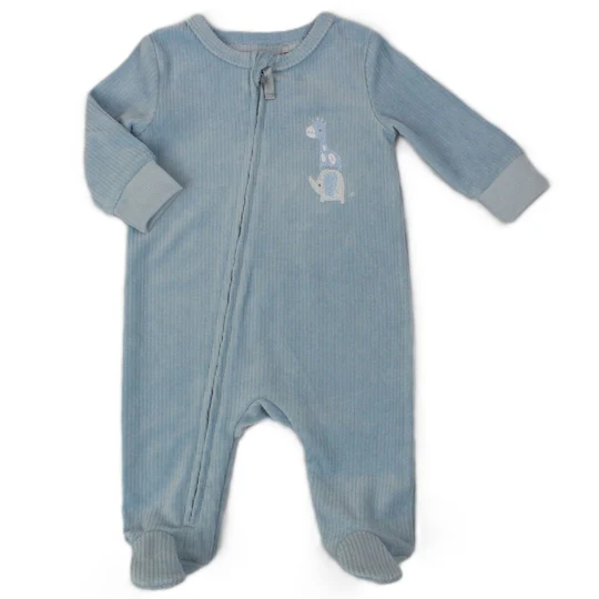 PURE AND SOFT baby boys all in one baby grow blue elephants h13515