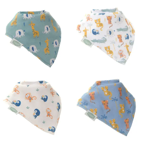 Ziggle 4pk Bandana Bibs Savannah Animals Fun1358