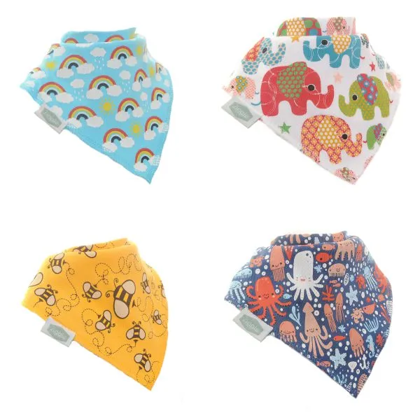 Ziggle 4Pk Bandana Bibs Colour Burst Fun2013