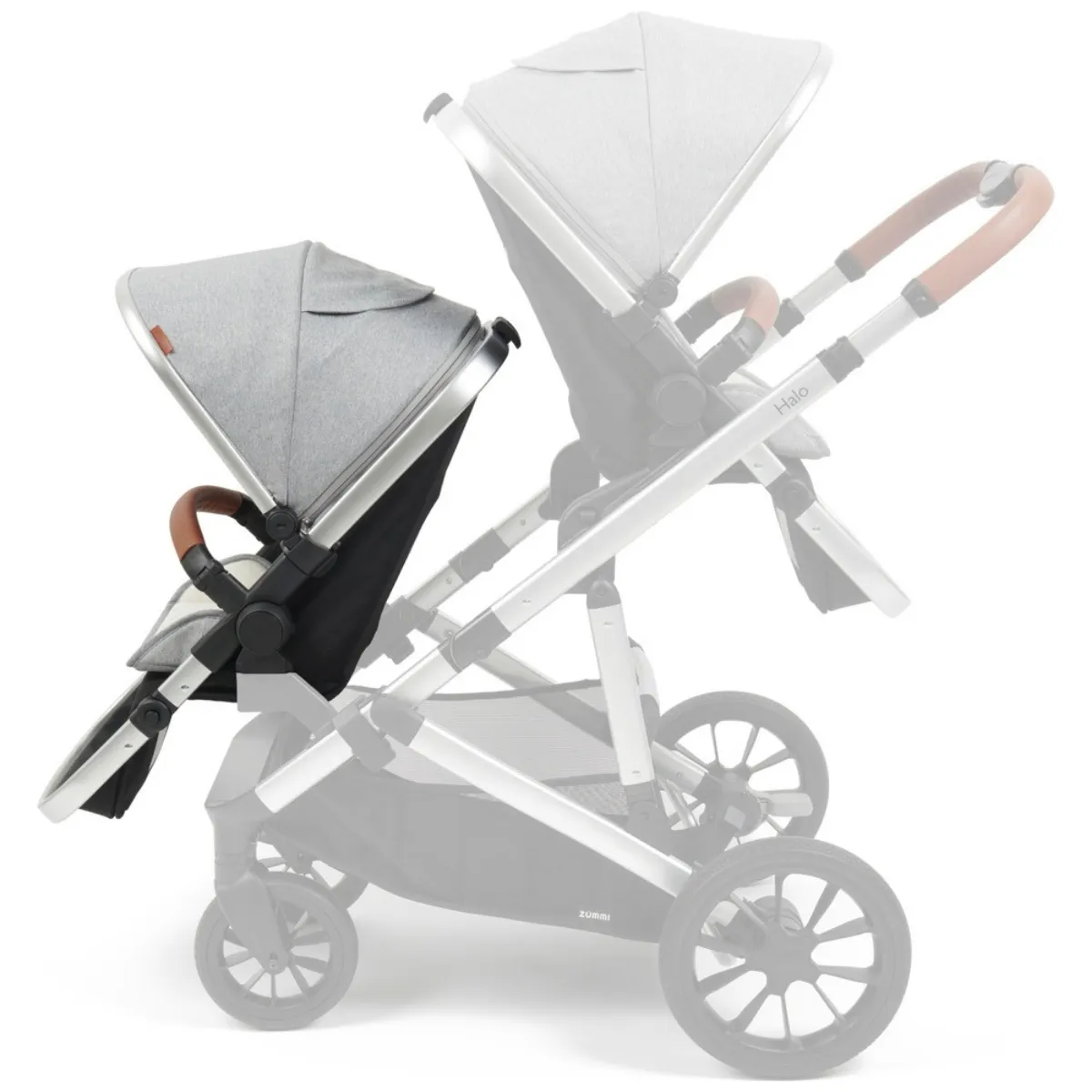 Zummi Halo Tandem Seat Moon Grey